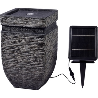 dobar® 96101e Solarbrunnen Hera | Gartenbrunnen mit LED Beleuchtung | Terrassenbrunnen aus Polyresin | Zierbrunnen Outdoor |Dekorativer Springbrunnen Kunststein | 25 x 25 x 40 cm | Grau