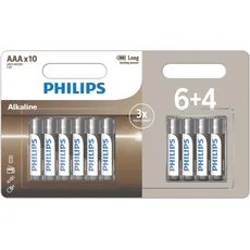 Philips LR03A10BP/10, Single-use battery, AAA, Alkaline, 1.5 V, 10 pc(s), 5 year(s) (2/3 AAA), Batterien + Akkus