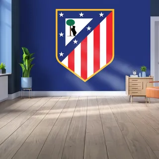 Lizenziertes Decor Atlético de Madrid Vinyl-Wandbild, klein, 110 cm (H) x 80 cm (H), vollfarbiges Wappen auf Marke, Blau