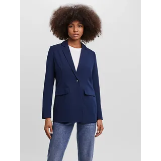 Longblazer VERO MODA "VMZELDA LS LOOSE BLAZER NOOS", Damen, Gr. 36, navy blazer, Web, Obermaterial: 78% Polyester, 18% Viskose, 4% Elasthan, unifarben, loose fit Po-bedeckend, tiefer V-Ausschnitt, Blazer Longblazer, lässige Form, 1-Knopf Verschluss