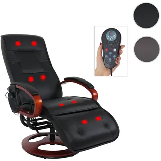 Mendler Massagesessel Relaxliege ARLES II Leder 69 x 118 x 0 cm Schwarz mit Massage