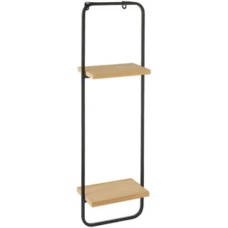 Ambia Home Wandregal , Schwarz , Holz, Metall , Tanne , massiv , 2 Fächer , 15x80x24 cm , hängend , Wohnzimmer, Regale, Wandregale