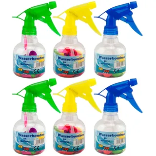 WASSERBOMBEN 6 x 50 Stück inkl. Sprühflasche zum befüllen Sommer WASSER Spaß