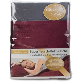 Gözze - Wendebettwäsche, Cashmere-Feeling, Bettbezug: 135 x 200 cm, Kissenbezug: 80 x 80 cm, Mikrofaser - Bordeaux/Anthrazit