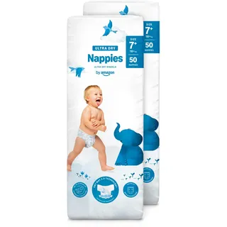 by Amazon Ultra Dry Windeln – Größe 7+ (18 kg+) – 100 Windeln (2 Packungen à 50 Stück) (Früher Unter Der Marke Mama Bear, Identisches Produkt)