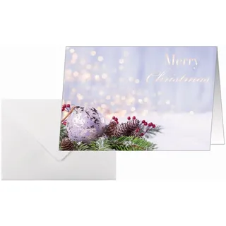 Sigel Weihnachtskarten Charming Christmas A6 25 Stück | DS443, Lila-grünes Design mit Umschlägen