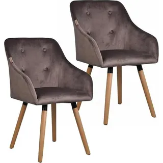 Esszimmerstuhl Küchenstuhl Stuhl 2er Set Vintage Essstuhl Stoff Dunkelgrau Samt