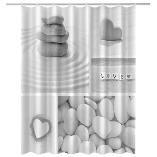ADOB Duschvorhang Breite 180 cm Höhe 200 cm, grau
