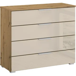 rauch Schubkastenkommode »Sideboard Kommode Schubkastenkommode KOLUNA mit Glasfront« Breite 80 cm, vier große und geräumige Schubladen mit viel Stauraum MADE IN GERMANY, beige