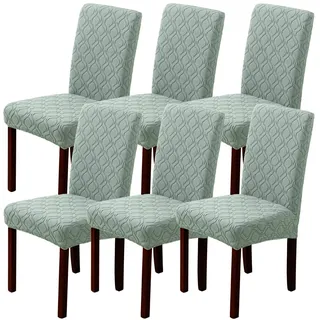 LANSHENG Stuhlhussen 6er Set, Stretch Stuhlhussen Schwingstühle, Abnehmbarer Waschbarer Stuhlbezug für Esszimmer, Küche, Hotel (6er Set, Salbei Grün)