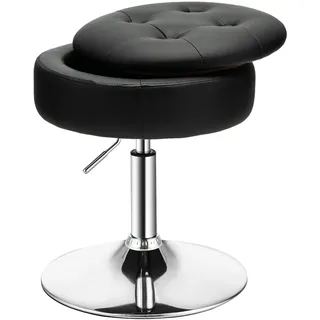 COSTWAY Drehhocker, Höhenverstellbar Sitzhocker, Schminkhocker 360° drehbar, PU Sitzhocker mit Stauraum (Schwarz)