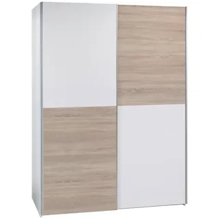 Carryhome Schwebetürenschrank , Weiß, Sonoma Eiche , Metall , 2 Fächer , 170x195x59 cm , Schlafzimmer, Komplette Schlafzimmer und Serien, Schlafzimmerserien