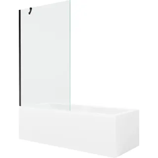 Mexen Cubik rechteckige Badewanne 160 x 70 cm mit Verkleidung und 1-flügeliger Trennwand 100 cm, transparent, schwarz - 5503160?