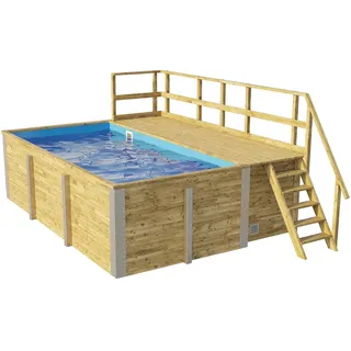 Weka Massivholzpool 595 309 x 116 x 500 cm inkl. Sonnendeck