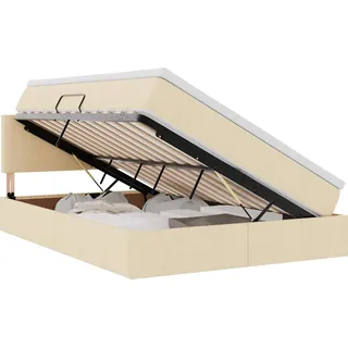 vidaXL Aufbewahrungsbett mit Matratze Creme 140 x 190 cm Samt - Creme