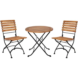 Butlers Balkon-Set (3-teilig) Parklife , Braun , Holz, Metall , Gartenmöbel, Gartengarnituren, Balkonmöbel-Sets