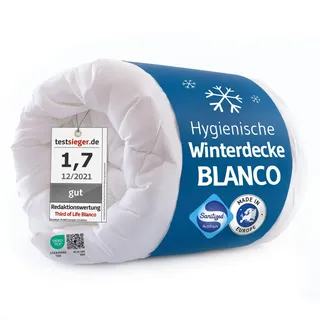 Bettdecke Blanco, Testsieger 2021, Weiche Winterdecke in Allen Größen, Stepp-Decke mit Feuchtigkeitsmanagement, Optimale Hygiene für Kinder und Babys, Atmungsaktive und warme Kinder-Decke 100x135