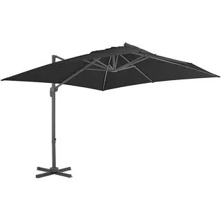 Ampelschirm mit Aluminium-Mast 3x3 m Azurblau wetterfester Sonnenschirm mit Neigefunktion, 360° Drehung, UV- und wasserdicht, Balkon, Garten, Terrasse, Outdoor, langlebig - Grau