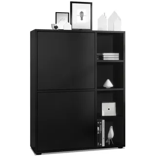 Vladon Highboard Cuba Türen in Schwarz matt , Holzwerkstoff , 79x105.5x35.5 cm , Kleinmöbel, Kommoden, Highboards