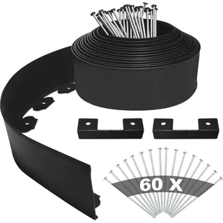 Garteneinfassung flexibel 10 cm hoch YEEBECA 20 m lang Set mit 60 Pflöcken