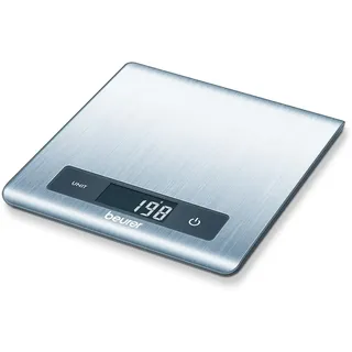 Beurer KS 51 digitale Küchenwaage, aus gebürstetem Edelstahl, Tragkraft bis zu 5 kg (1-g-genaue Einteilung), Haushaltswaage mit Sensor-Touch, Lebensmittelwaage inkl. Batterien, ultraflaches Design