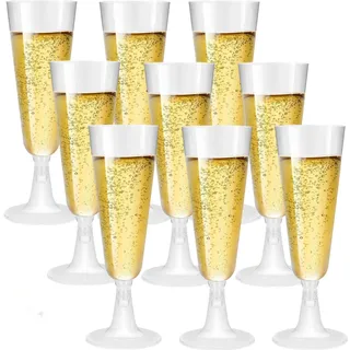 Alihoo Sektgläser, 50 Stück Durchsichtige Champagnergläser Plastik,Dessertbecher,Stielgläser 150ml, für Hochzeiten,Geburtstage & Partys
