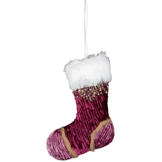 Mini-Weihnachtsstrumpf, 15 cm, Rosa/Burgunderrot – Weihnachtsbaum-Hängedekoration, Festliche Dekoration, Märchen-Thema, Weihnachtsbaum-Anhänger
