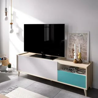 Dmora Tamaro TV-Lowboard 155 x 43 x 47 cm Braun/Weiß Holz