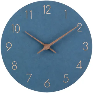 ACCSHINE Wanduhr Ohne Tickgeräusche MDF Holz Wanduhr Lautlos Modern 30cm Quarz Groß Batterie Betriebene Einfach zu Lesen für Zimmer Zuhause Wohnzimmer KüChe Schlafzimmer BüRo Schule (Blau, 30cm)