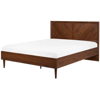 Beliani Bett 140/200cm Dunkler Holzfarbton Mialet - Holzwerkstoff , 140x200 cm , Schlafzimmer, Betten