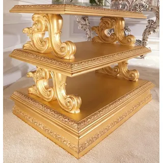 Beistelltisch Echtholz Barock Rokoko Couchtisch Beistelltische Klassische Möbel - Gold