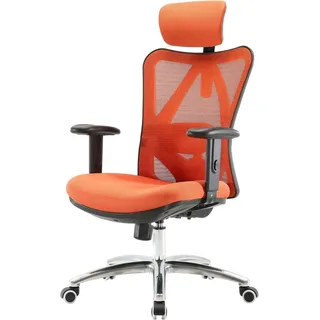 SIHOO Schreibtischstuhl Ergonomisch Verstellbare Lordosenstütze 150kg Belastbar ohne Fußstütze Orange