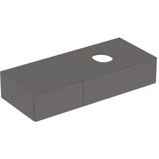 Geberit VariForm Unterschrank für Aufsatzwaschtisch, zwei Schubladen, Ablagefläche, Geruchsverschluss, Breite 120 cm, 501.172.00.1, Farbe: Oberfläche: lava, lackiert matt, Deckplatte: lava matt