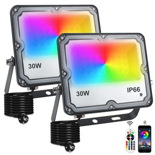 Indmird RGB Strahler 30W RGB LED Strahler Außen mit Bluetooth APP Steuerung IP66 Wasserdich Außenstrahler Smart RGBW Farbwechsel Dimmbar Flutlichtstrahler Stimmungslicht für Garten Party Bühnen