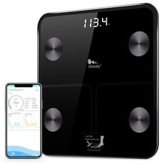 himaly Körperfettwaage Smart Digitale Personenwaage Bluetooth-kompatibel Körperwaage für Körperfett, Gewicht, Körpergewicht, BMI, Körperwasser, Knochenmasse, Kalorien, viszerales Fett Badezimmerwaage