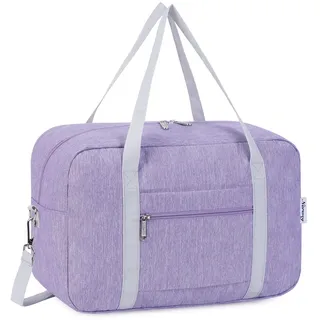 Narwey 20L Ryanair Handgepäck 40x30x20, Klein Sporttasche Faltbare Reisetasche Handgepäck Tasche Flugzeug für Damen, Travel Bag Weekender Herren (Lila (mit Schultergurt))