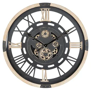 Große Wanduhr mit sichtbarem Mechanismus KENT, Ø 80 cm - Schwarz