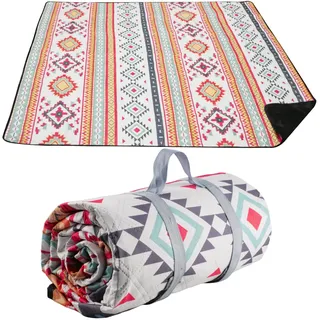Velicber Picknickdecke Wasserdicht 200 x 200 cm, Sandfest & Isoliert | Streifen Stranddecke, Tragbare Stranddecke, XXL Campingdecke, Leicht, Langlebig, für Picknick, Strand, Camping, Outdoor