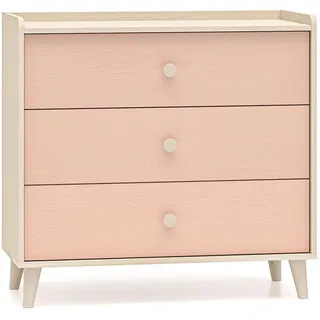 Feldmann-Wohnen Kommode Mevel Wüstensand / Millennial Pink 90 / 40 / 85cm , Braun, Pink , Holz , 3 Schubladen , 90x85x40 cm , Kleinmöbel, Kommoden, Kommoden