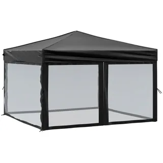 vidaXL Partyzelt Faltbar mit Seitenwänden Schwarz 3x3 m - Schwarz