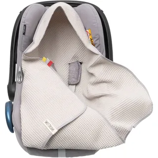 Einschlagdecke aus Waffelstoff für den Sommer 100% Baumwolle Baby Decke für Autositz Kuscheldecke Kinderwagedecke Für Kinderwagen Buggys z.B. Maxi Cosi Rosa Beige 3 Punkt Gurt (38) (Leinen)