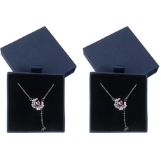 Nideen 2 Stück Geschenkbox Schmuck, 7× 7× 1,7 cm Geschenkbox Armband Geschenkbox mit Deckel Geschenkschachtel  für Halskette/Ohrringe/Ring(Marineblau)