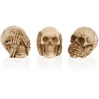 mtb more energy Deko Totenkopf Figuren ''Nichts Hören, Nichts sehen, Nichts Sagen'' - Set aus 3 Totenschädeln - Höhe 5.5 cm - Dekoration Wohnen Tischdeko