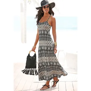 LASCANA Maxikleid mit Ethnodruck, Sommerkleid, Strandkleid, schwarz