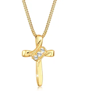 Elli Kette mit Anhänger Kreuz Gold 925 Sterling Silber