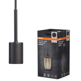 Osram Vintage Pendelleuchte, dunkelgrau, individuelle Lichtszenarien, Edelstahl, ideal für Wohnräume, modernes Design, Vintage-Appeal, 2m Textilkabel, 100 mm Durchmesser, einfache Montage