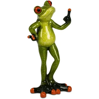 formano Frosch Figur 16 x 8 cm witzige Kunststein Skulptur mit Bad-Finger-Geste - humorvolle Geschenkidee und stilvolle Deko für Wohnzimmer, Büro oder Garten