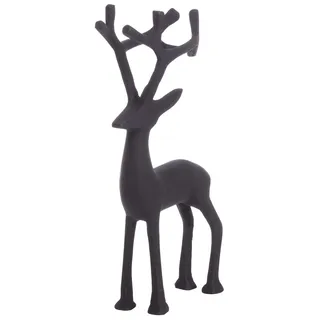 Brandsseller Dekofigur 24 cm Rentier Hirsch Metall Skulptur Dekoration Weihnachten Winter - Schwarz