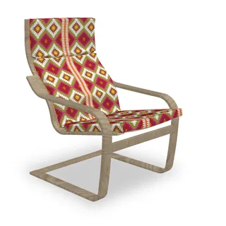 ABAKUHAUS Boho Poäng Sessel Polster, Oriental Türkisch Geometric, Sitzkissen mit Stuhlkissen mit Hakenschlaufe und Reißverschluss, Vermilion und Multicolor - Bunt