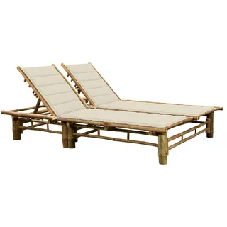 vidaXL 2-Personen-Sonnenliege mit Auflagen 130 x 0 x 20 cm Cremeweiß